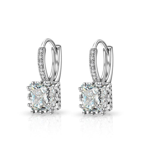 Classic Earrings with Bright Square Pearl